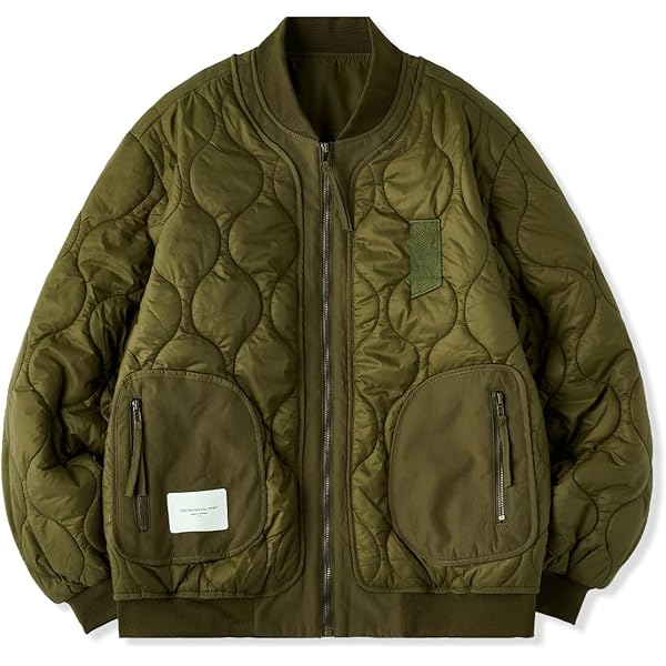 Amazon | [karaku] 機能4ポケット 中綿入りキルティングジャケット (JP